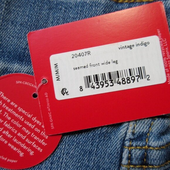 NWT SPANX 20407R Seamed Front Wide Leg Denim in Vintage Indigo Pull-on Jeans M - Picture 3 of 6